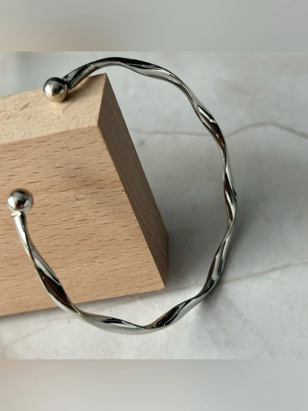Silver Tine Twisted Open Cuff Bracelet